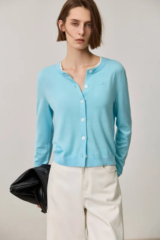 LILY Contrast Collar Long Sleeve Knit Cardigan Tough Women's Military - inspired