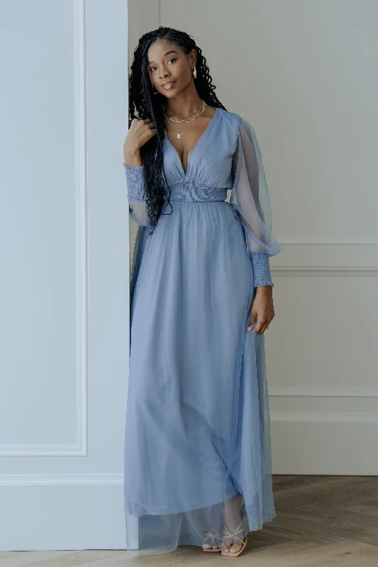 Layla Tulle Maxi Dress | Whisper Blue Contemporary 