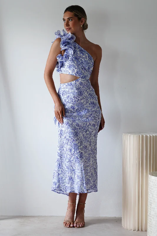Pertunia Cut Out Midaxi Dress | Blue Print Rugged Women's Outdoor 