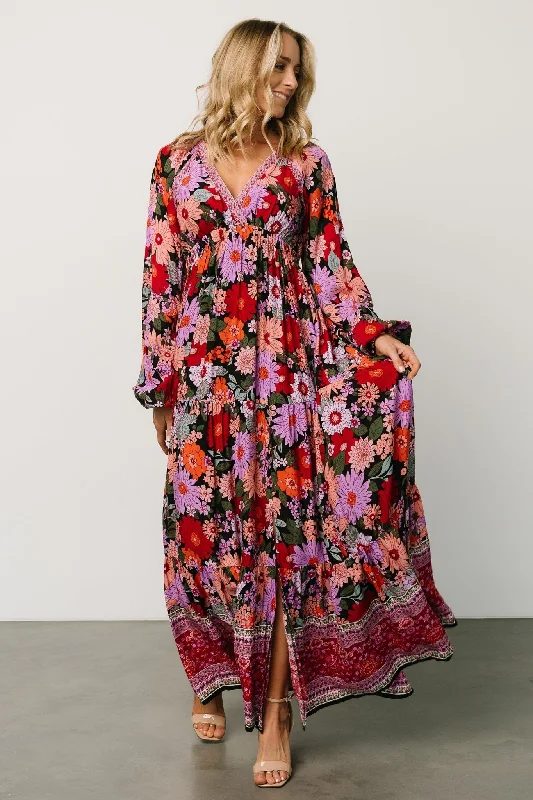 Malena Maxi Dress | Black Multi Cozy Women's Winter