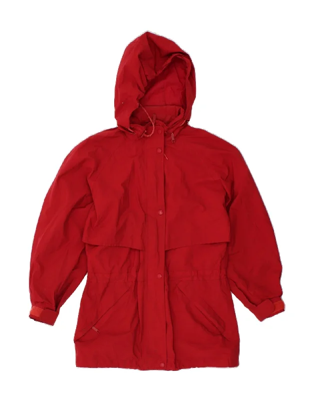 EDDIE BAUER Womens Hooded Raincoat UK 10 Small Red Polyester Unique Women's Upcycled