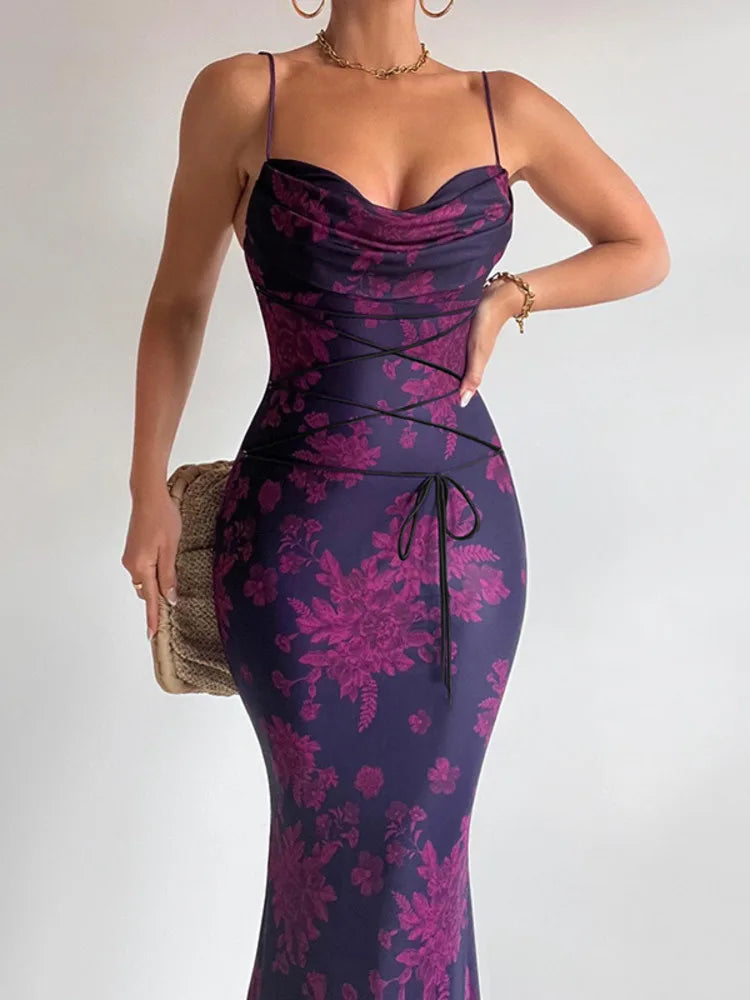 A&A Floral Print Cowl Neck Maxi Dress purpose