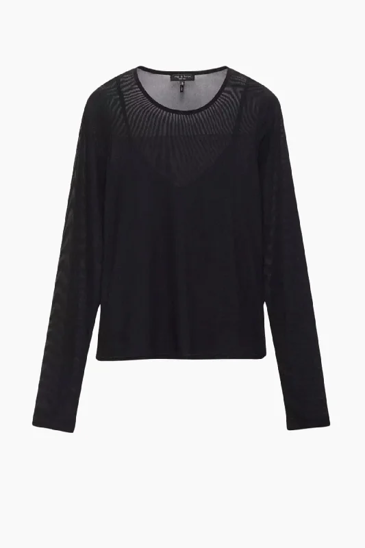 Rag & Bone Luca Mesh Layered T-Shirt - Black Cozy Women's Sherpa - lined