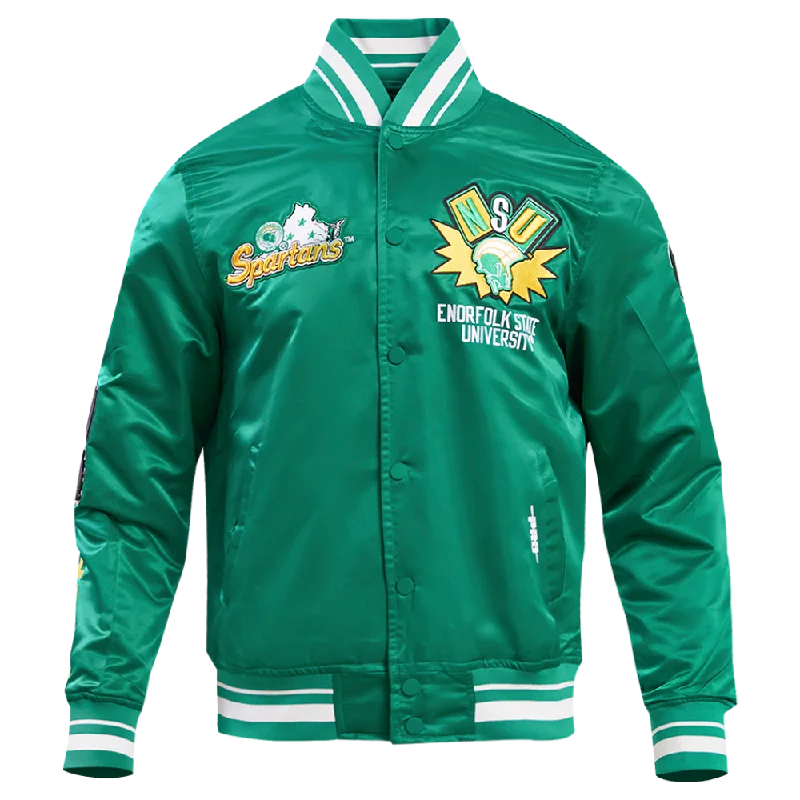 NORFOLK STATE UNIVERSITY HOMECOMING RIB MEN'S SATIN JACKET (KELLY GREEN) Rugged Women's Outdoor NORFOLK STATE UNIVERSITY HOMECOMING RIB MEN'S SATIN JACKET (KELLY GREEN) Rugged Women's Outdoor
