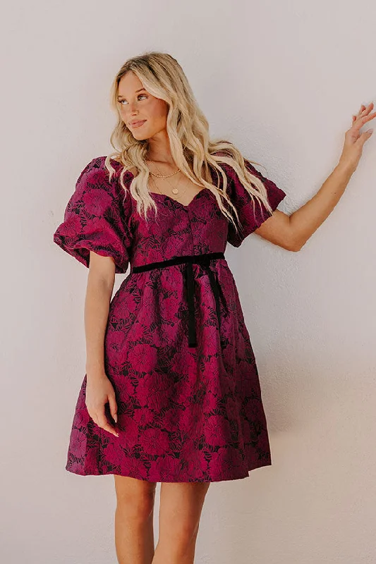 Posh Mindset Floral Jacquard Mini Dress Modern Women's 