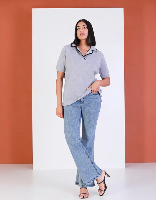 Polo T-Shirt with Contrast Piping Refined Women's Classic 