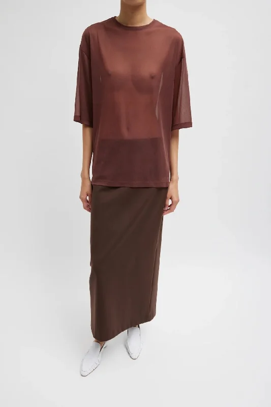 Tibi Sheer Gauze Easy T-Shirt - Cinnamon Sustainable Organic