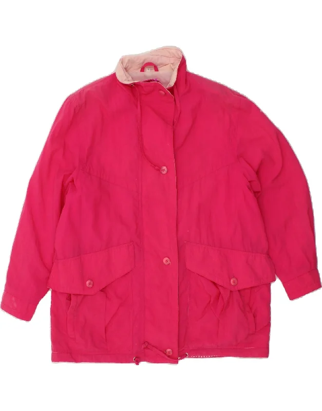 VINTAGE Womens Windbreaker Jacket EU 42 Large Pink Polyester garde