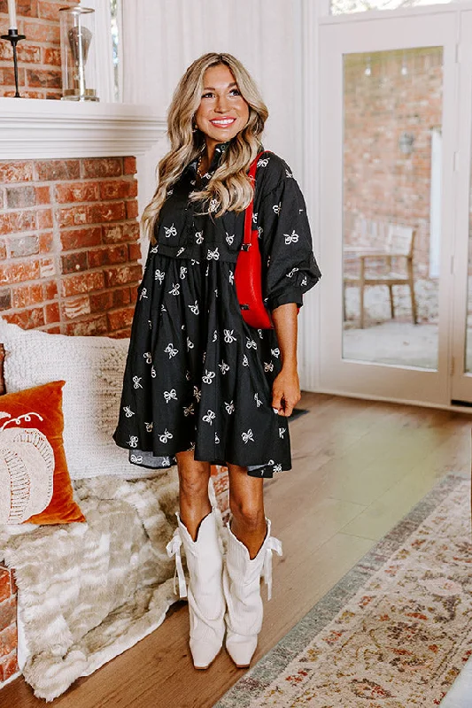 For The Love Of Bows Mini Dress in Black Stylish Women's Tropical 