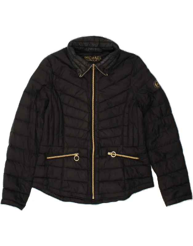 MICHAEL KORS Womens Padded Jacket UK 14 Large Black Nylon Cashmere