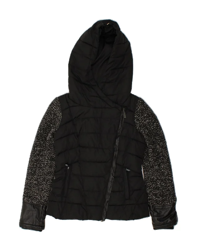 PINKO Womens Hooded Padded Jacket UK 10 Small Black Colourblock Polyester Sporty Women's Athleisure 