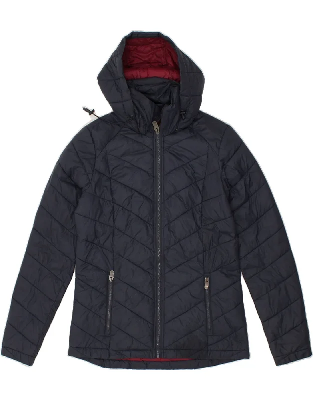 FAT FACE Womens Hooded Padded Jacket UK 8 Small Navy Blue Trendy Women's 