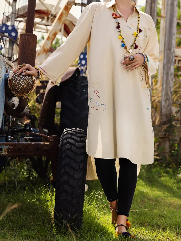 Off White Dyed Tunic - AL-LK-874 Sharp Women's Italian