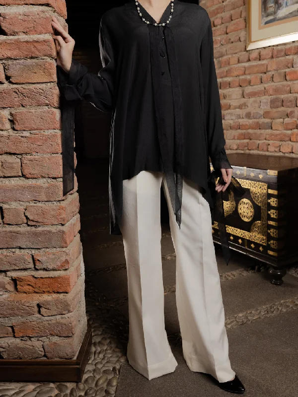 Charcoal Georgette Tunic - AWP-LK-602 Relaxed Women's 