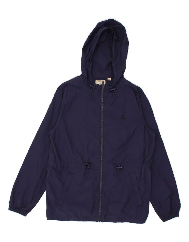 JACK WILLS Womens Hooded Rain Jacket UK 12 Medium Navy Blue Nylon Refined Women's Classic JACK WILLS Womens Hooded Rain Jacket UK 12 Medium Navy Blue Nylon Refined Women's Classic