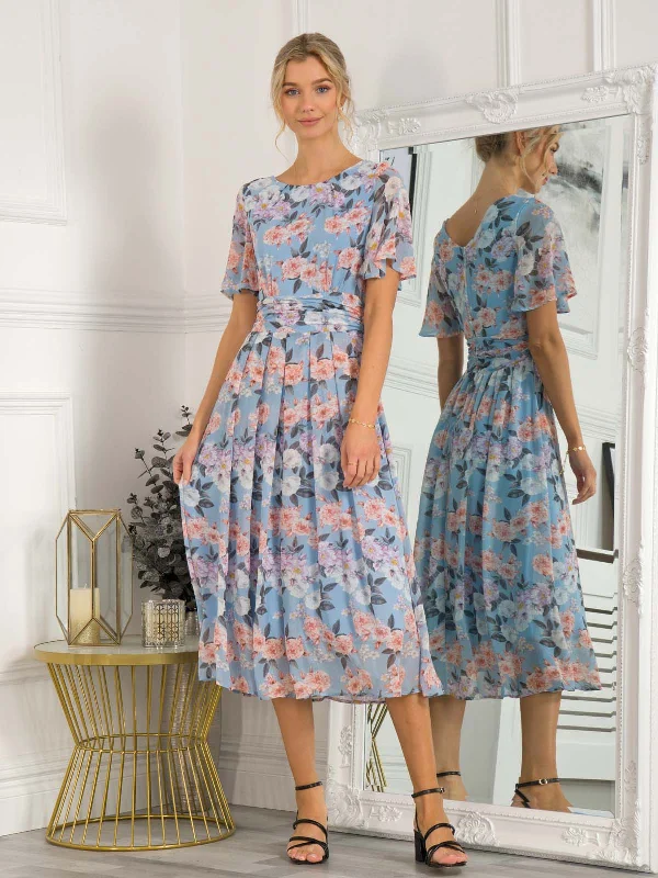 Jolie Moi Mabilie Chiffon Maxi Dress, Blue Floral purpose