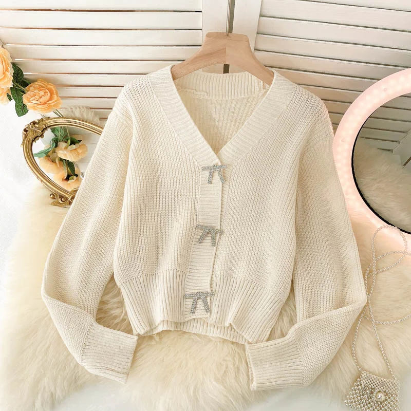 Lovely bow-knot long-sleeved cardigan sweater  137 Australian Beach