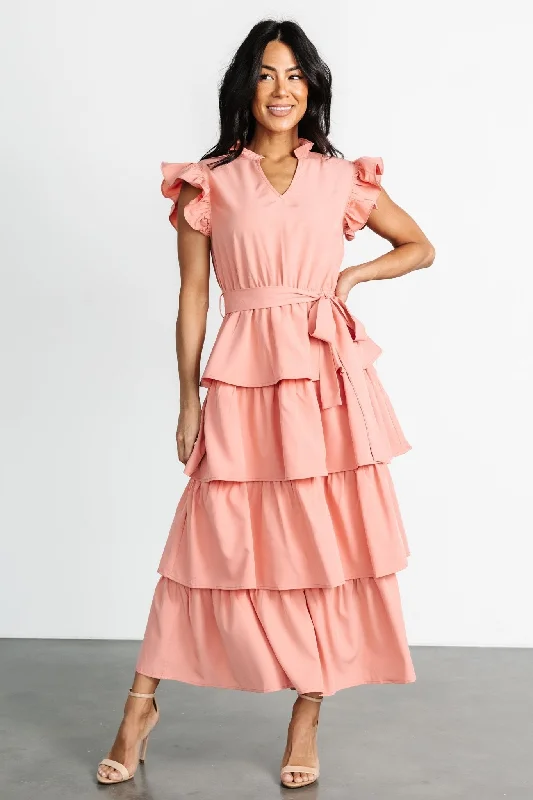 Chrysanthi Tiered Dress | Dusty Coral Modern Women's 
