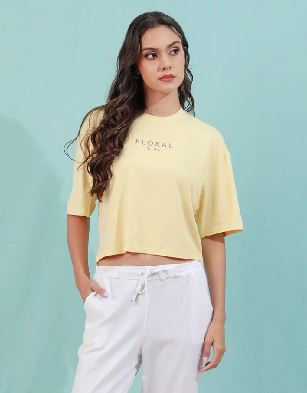 Screen Print Crew Neck T-Shirt Cozy Women's Winter