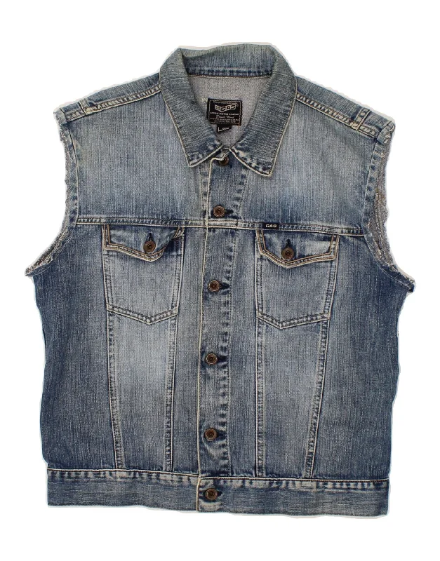 GAS Womens Street Mood Denim Gilet UK 16 Large Blue Cotton Contemporary 