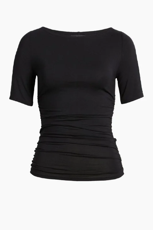 Rag & Bone Luca Shirred Short Sleeve T-Shirt - Black Laid - back Women's Style