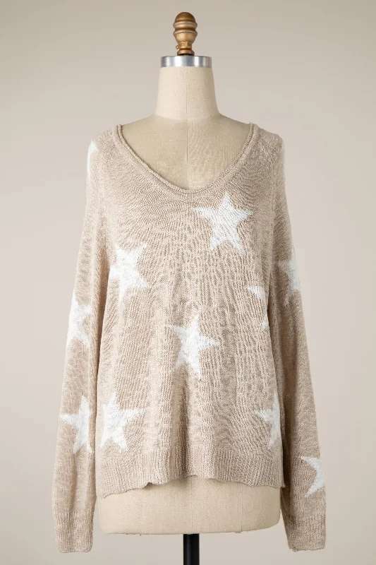 Star Love Sweater Artistic Women's Hand - painted