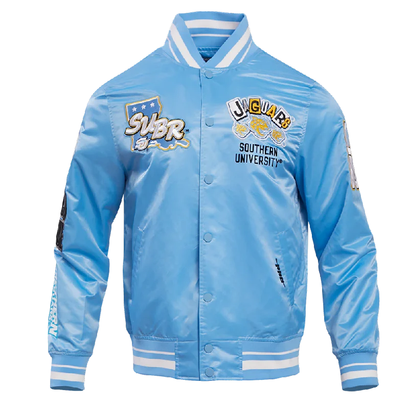NCAA SOUTHERN UNIVERSITY HOMECOMING RIB MEN'S SATIN JACKET (UNIVERSITY BLUE) Sharp Women's Italian NCAA SOUTHERN UNIVERSITY HOMECOMING RIB MEN'S SATIN JACKET (UNIVERSITY BLUE) Sharp Women's Italian