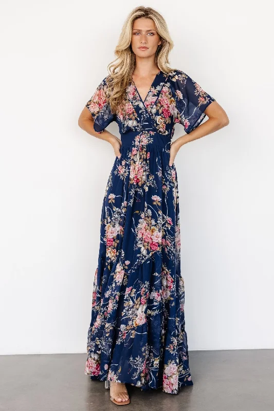 Katherine Maxi Dress | Navy + Pink Floral Sporty Women's Tennis