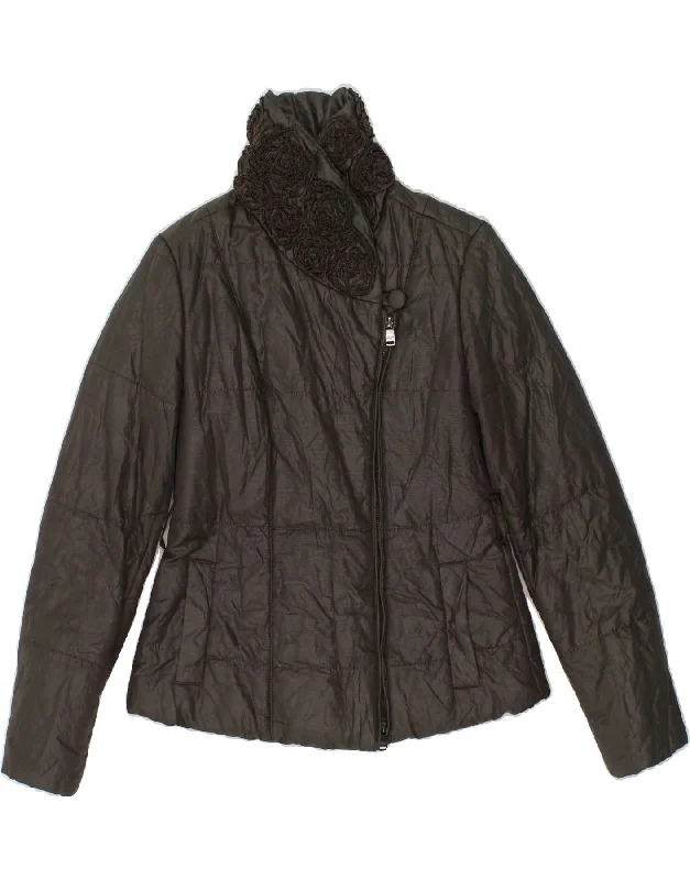 ARMANI COLLEZIONI Womens Padded Jacket IT 40 Small Grey Polyamide Rugged Women's Outdoor 