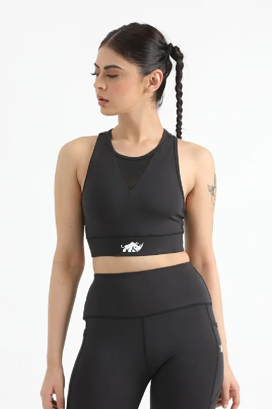 QUEEN MESH VELOCITY CROP TOP (BLACK) Cashmere