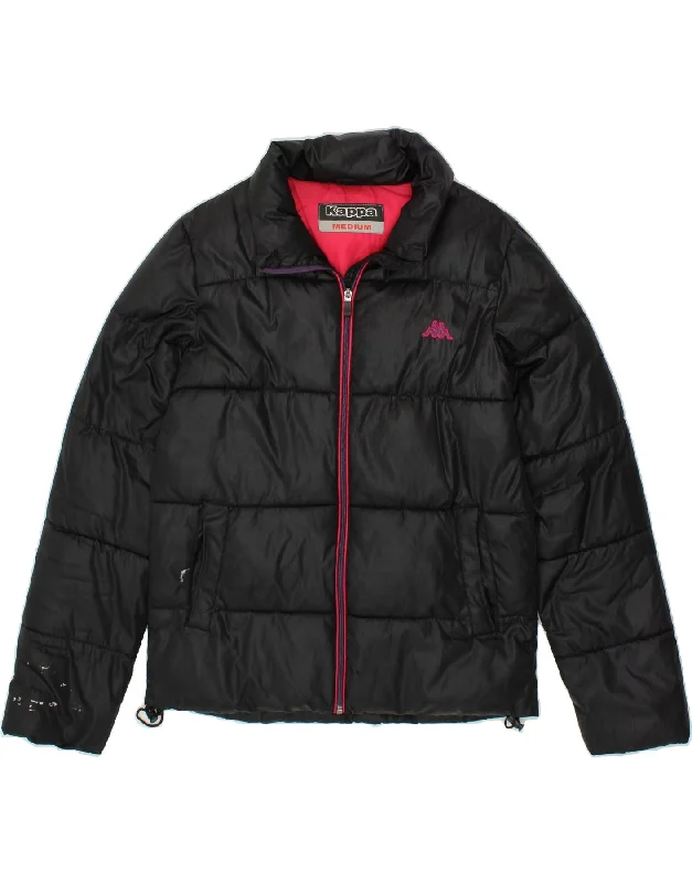 KAPPA Womens Padded Jacket UK 14 Medium Black Polyester European