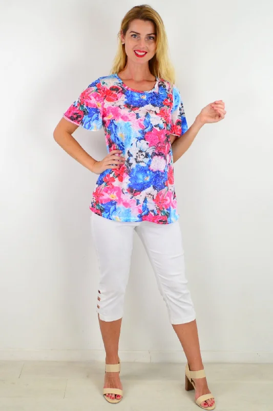 Pansy Floral Tunic Tee Streetwear Style for 