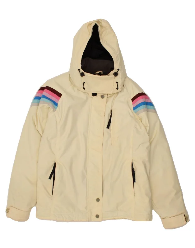 ROXY Womens Hooded Windbreaker Jacket US 3 XS Off White Polyamide Unique Women's Upcycled ROXY Womens Hooded Windbreaker Jacket US 3 XS Off White Polyamide Unique Women's Upcycled