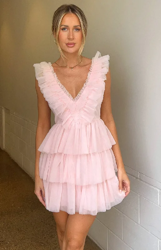 Tori Pink Tulle Mini Dress European