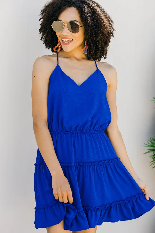 Feeling So Right Royal Blue Ruffled Sun Dress European