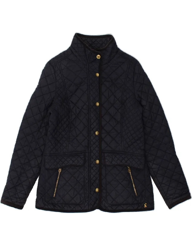 JOULES Womens Quilted Jacket UK 12 Medium Navy Blue Polyamide Cool Women's Distressed