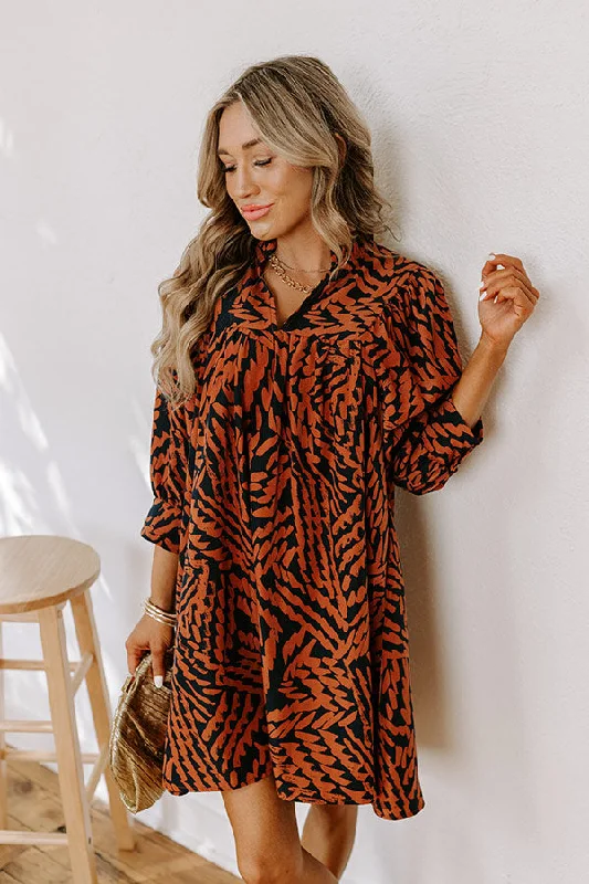 Fall Brunch Babydoll Mini Dress Relaxed Women's 