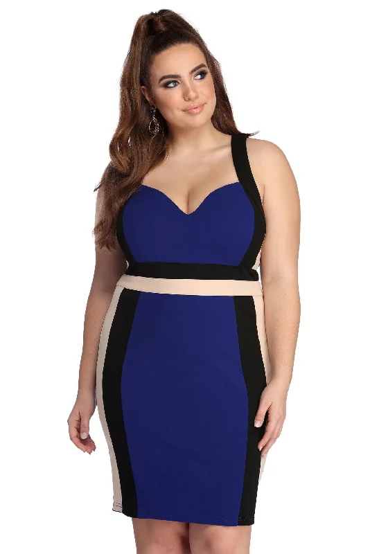 Plus Color Stylish Block Midi Dress Adventure