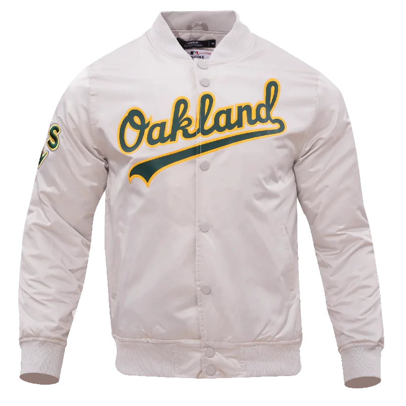 MLB OAKLAND ATHLETICS WORDMARK MEN'S SATIN JACKET (SILVER) Geometric