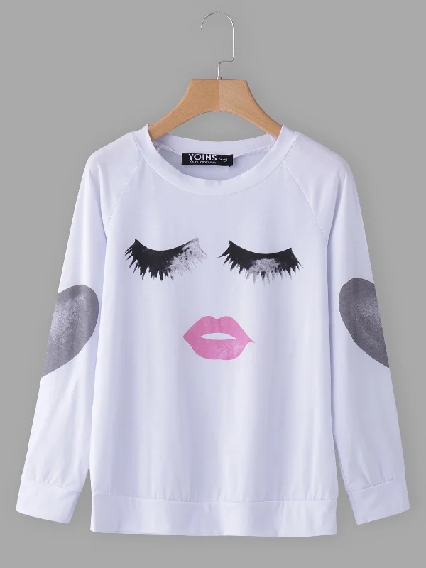 Custom Round Neck Letter Long Sleeve White T-Shirts Confident Women's Power