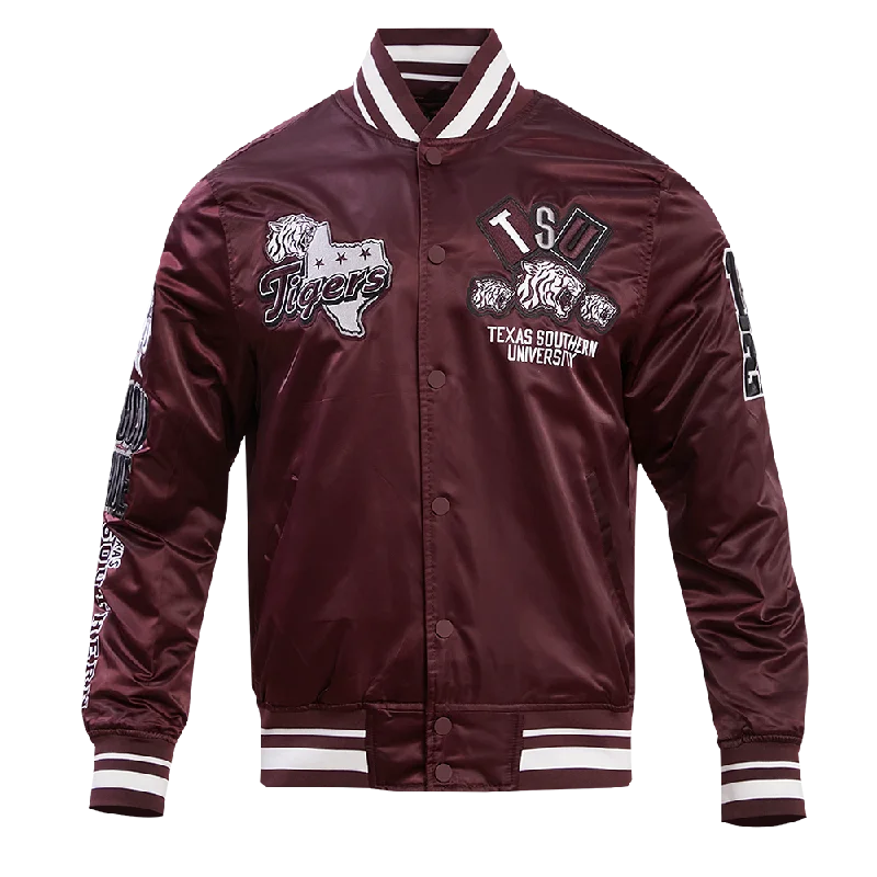 TEXAS SOUTHERN UNIVERSITY HOMECOMING RIB MEN'S SATIN JACKET (WINE) Scandinavian