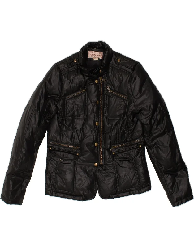 MARLBORO CLASSICS Womens Military Padded Jacket EU 40 Medium Black Unique Women's Upcycled