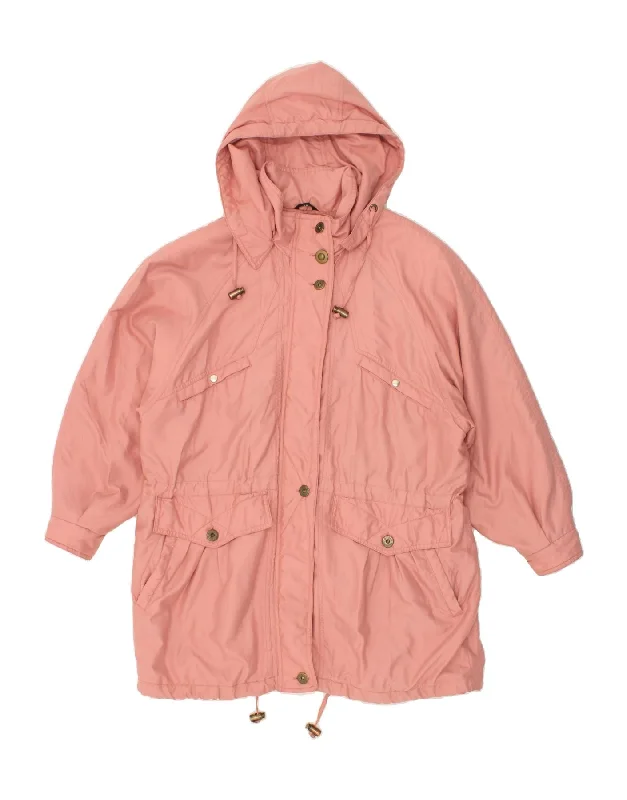 VINTAGE Womens Hooded Overcoat EU 38 Medium Pink performance