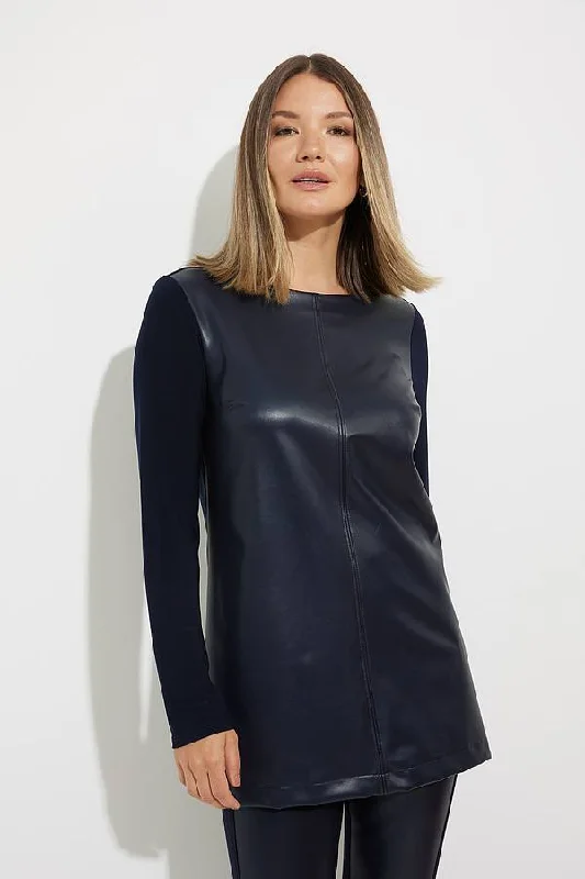 Joseph Ribkoff Sale, 224158 Faux Leather Tunic Sharp Women's Italian