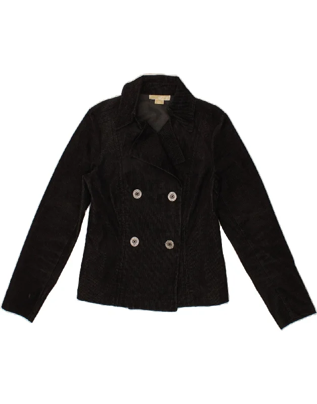 MICHAEL KORS Womens Double Breasted Corduroy Jacket UK 14 Medium Black Dynamic Women's High - energy