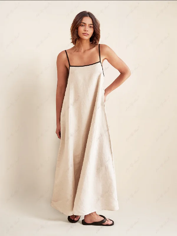 Classic Holiday Style Charming Contrasting Suspender Dress Sustainable Organic