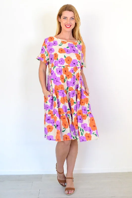 Poppy Field Tunic Dress Stylish Women's Neon