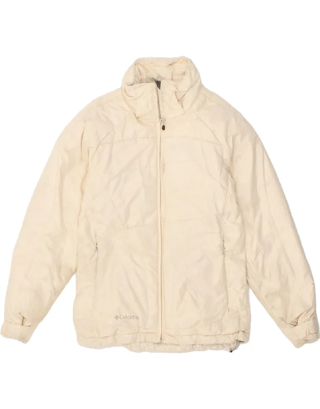 COLUMBIA Womens Padded Jacket UK 14 Medium Beige Polyester Gym