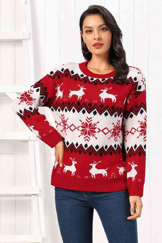 Reindeer Round Neck Sweater by VYSN Business