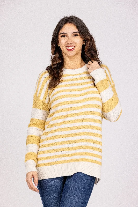 Nuzzles and Cuddles Women's Soft Striped Crew Neck Sweater Rugged Women's Outdoor 